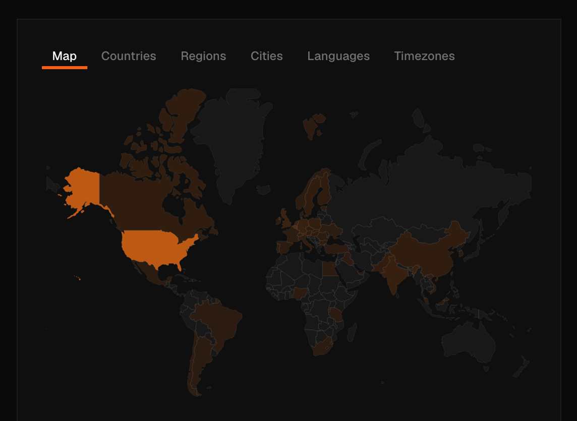 Pulse audience panel for ciphera.net, live data — Map